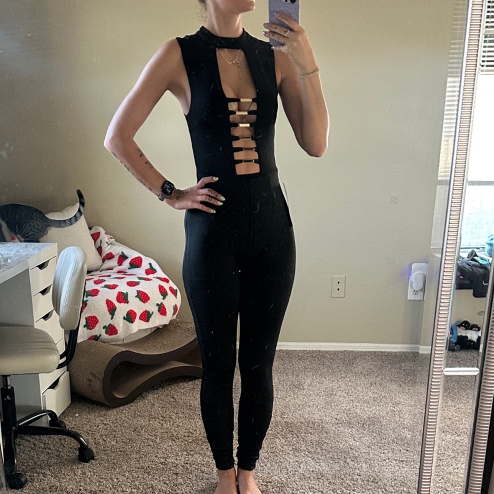 bebe Black Cutout Jumpsuit